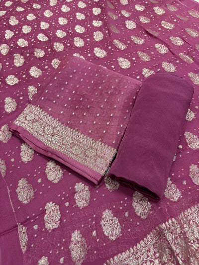 Pure khaddi chiffon suit in onion pink colour