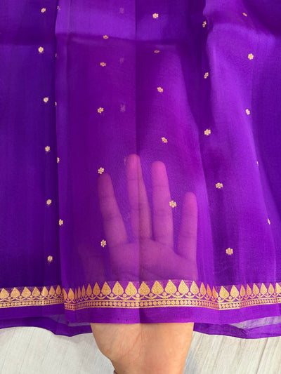 Pure handloom organza silk saree in purple colour