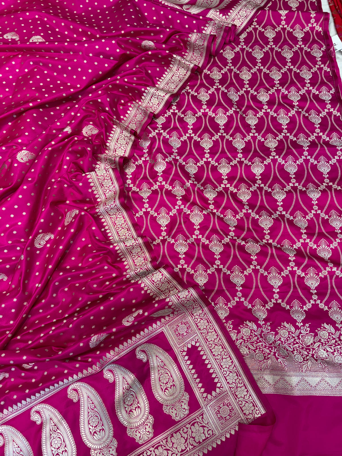 Beautiful Banarasi Mashru silk suit in Dark Rani colour