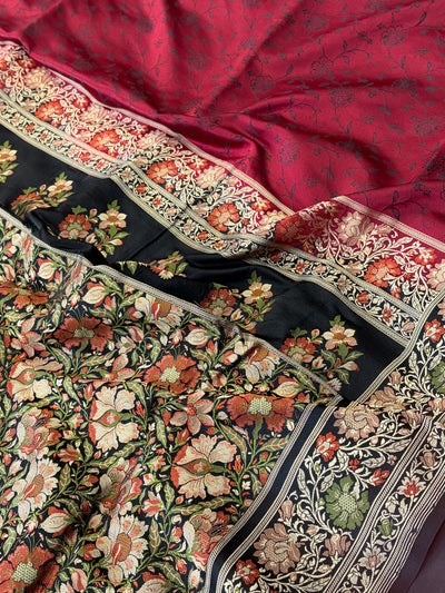 Handwoven pure Valkalam Satin katan silk saree