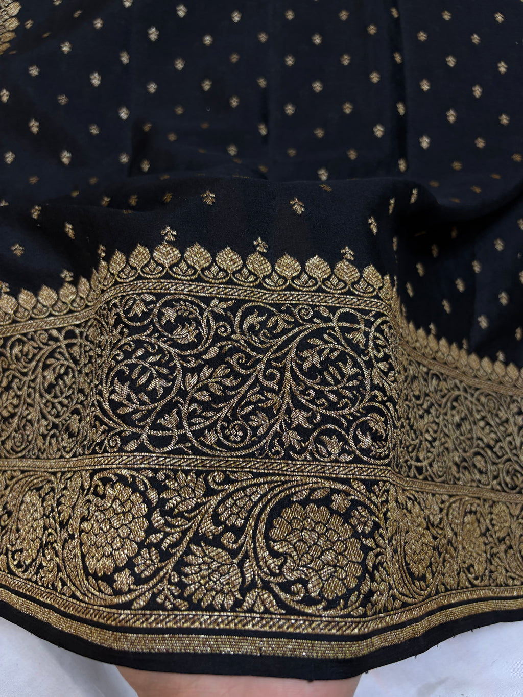 Pure khaddi crepe silk saree in black colour