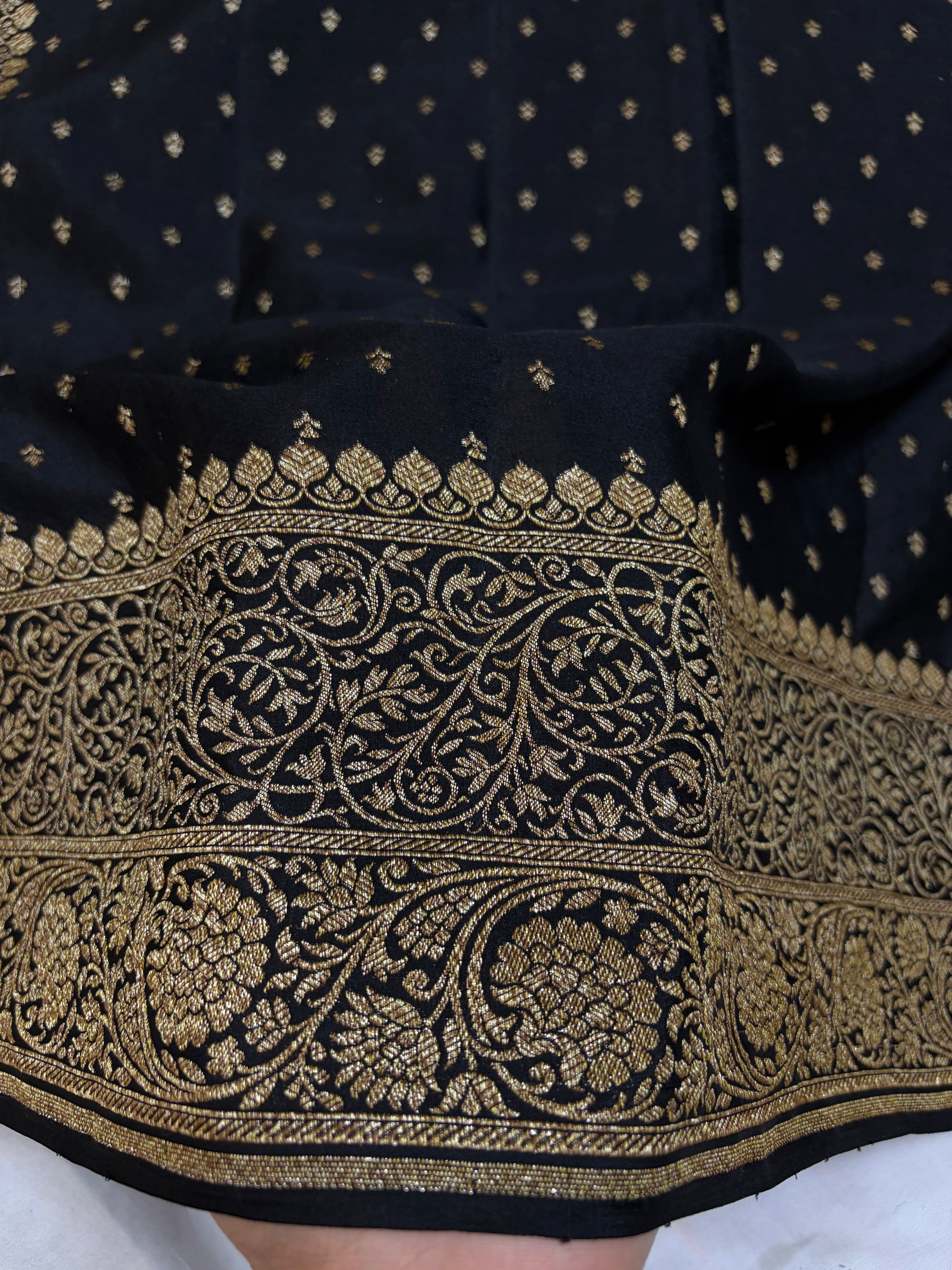 Pure khaddi crepe silk saree in black colour