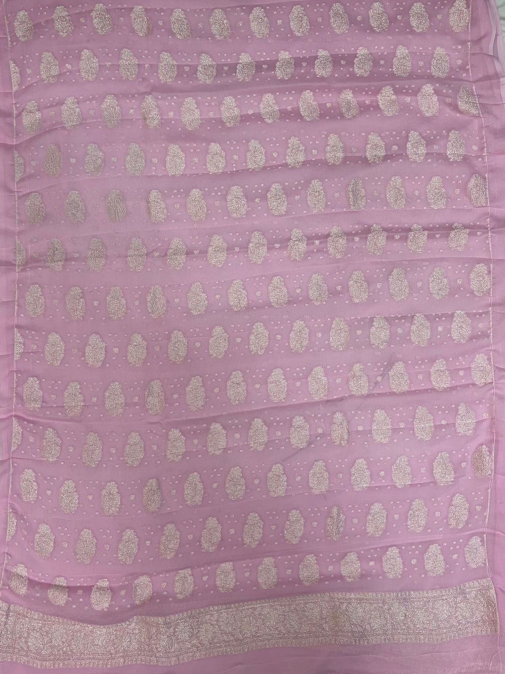 Pure khaddi chiffon suit in baby pink colour