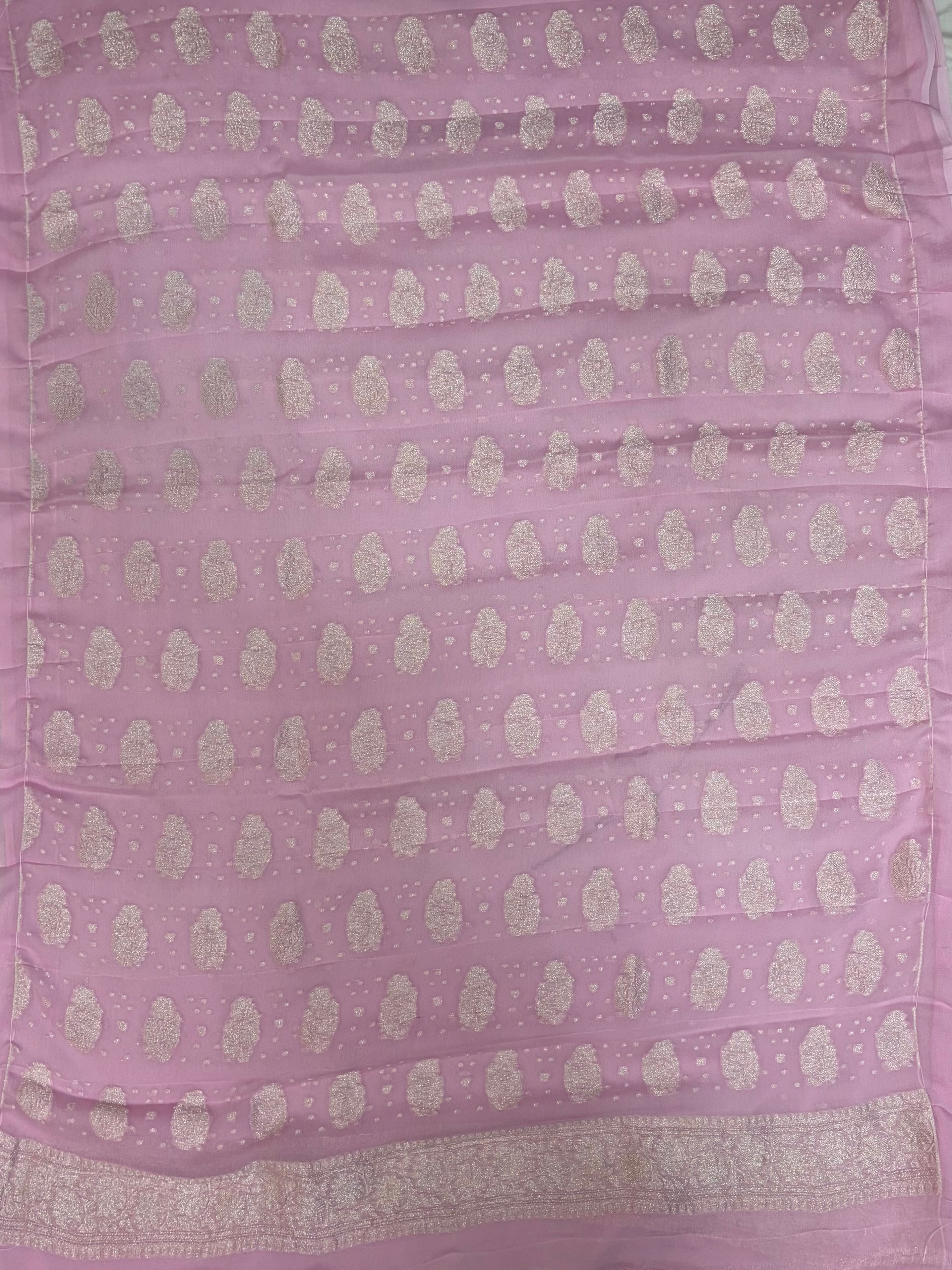 Pure khaddi chiffon suit in baby pink colour