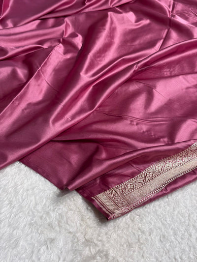 Beautiful Mashru silk saree in Mauve pink colour