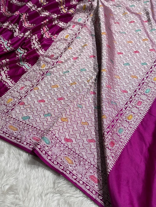 Beautiful Mashru silk saree in Wine colour