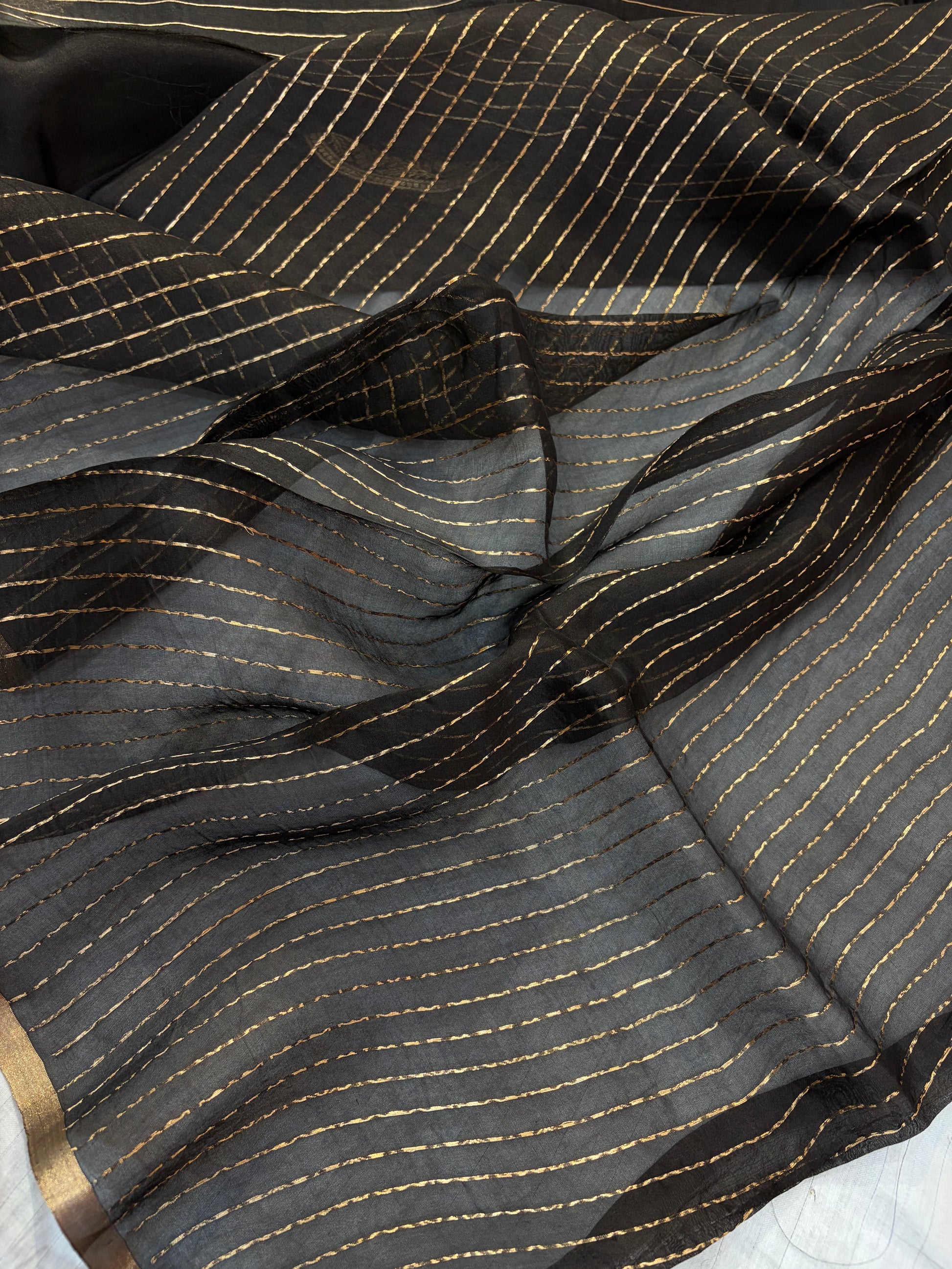 Pure handloom organza saree in black colour