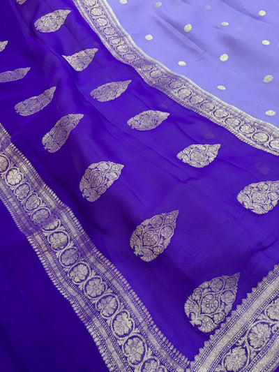PURE KHADDI CHIFFON SILK SAREE IN DUAL COLOUR