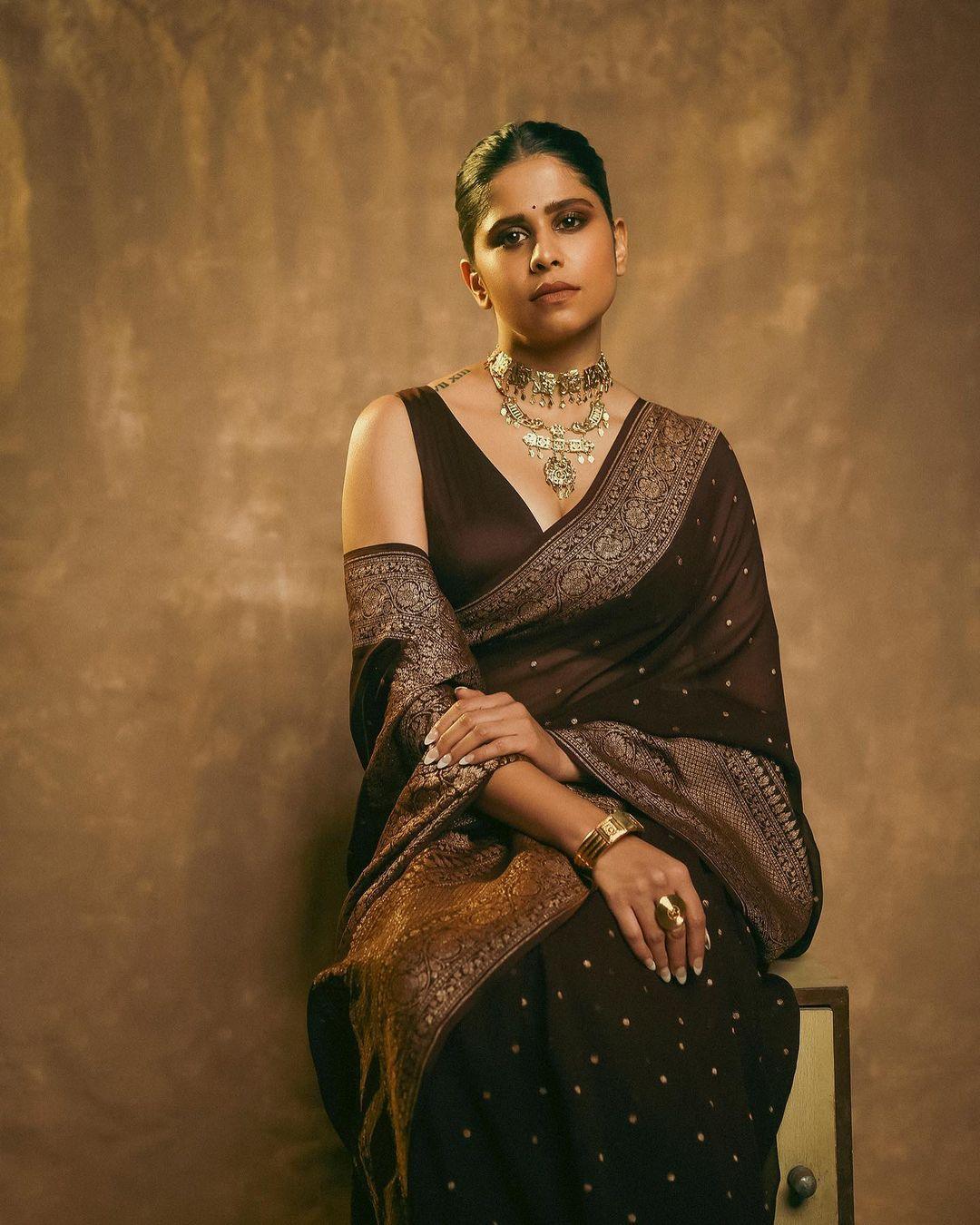 COFFEE BROWN HANDLOOM KHADDI GEOREHETTE SILK SAREE