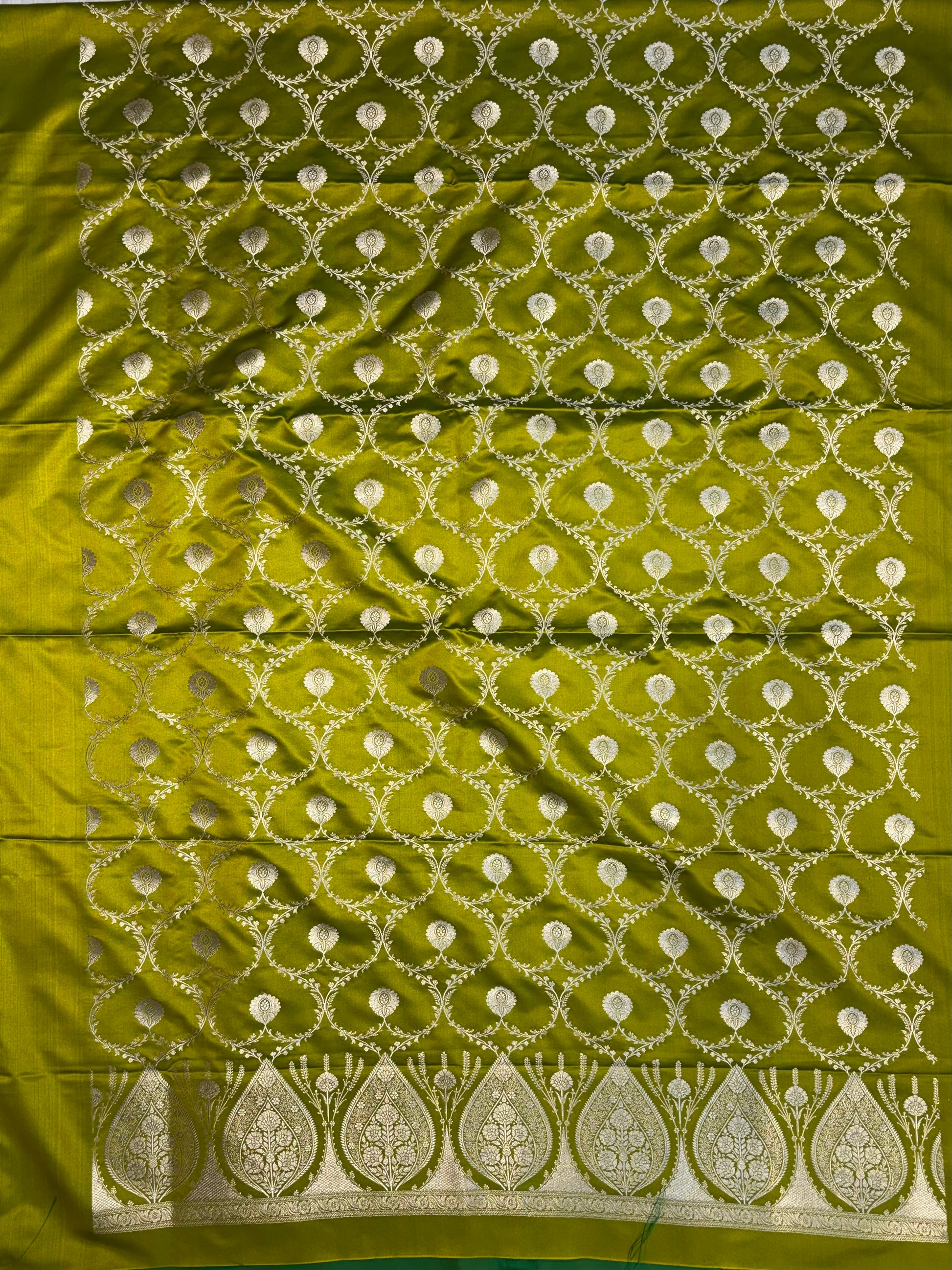 Beautiful Banarasi Mashru silk suit with all over jaal pattern