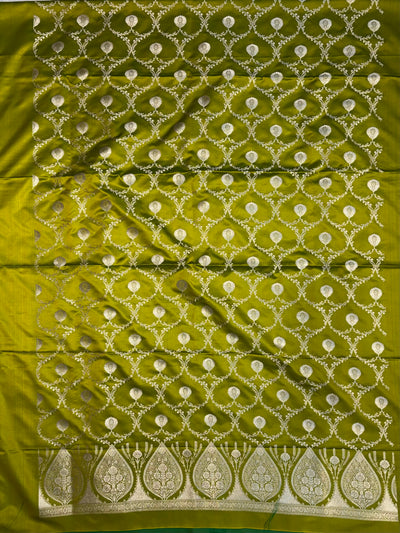 Beautiful Banarasi Mashru silk suit with all over jaal pattern