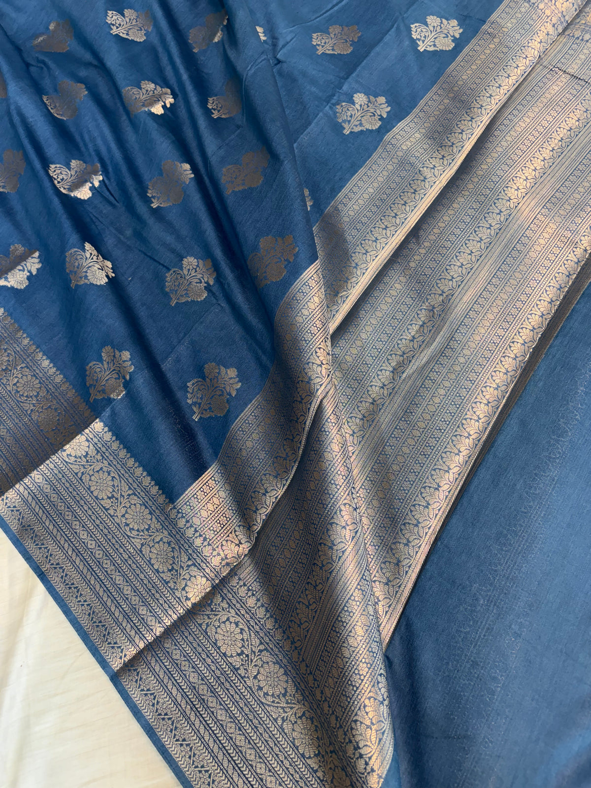 Banarasi soft katan silk saree in saphire blue colour