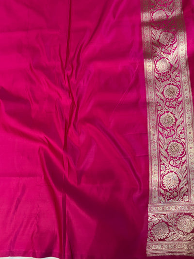 Bridal Banarasi satin Katan silk sarees in Rani pink colour with all over Swarovski work