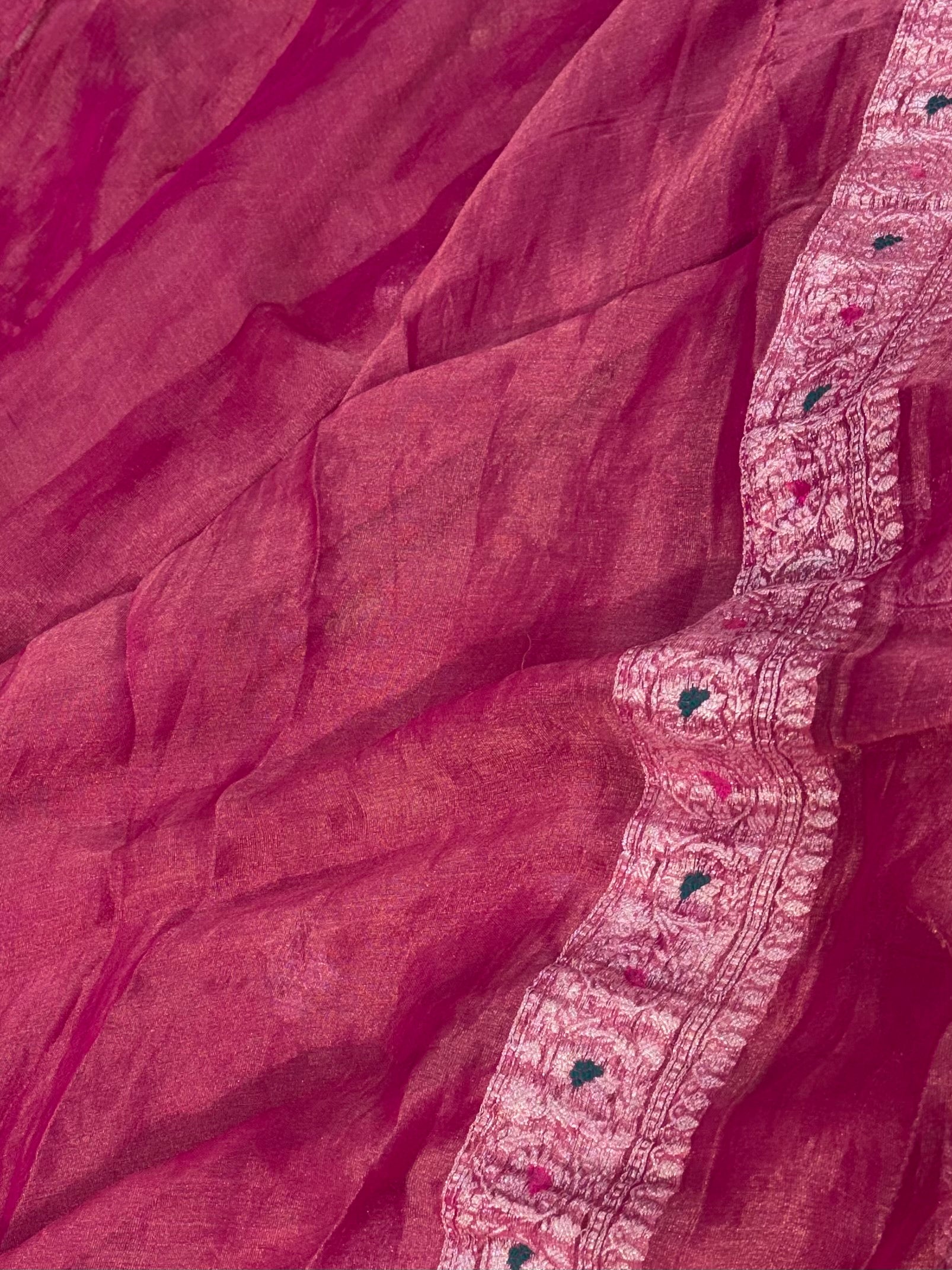 PURE KHADDI TISSUE SILK SAREE IN MEGENTA COLOUR
