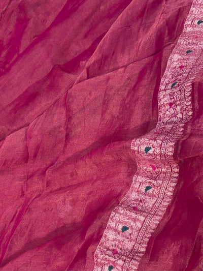 PURE KHADDI TISSUE SILK SAREE IN MEGENTA COLOUR