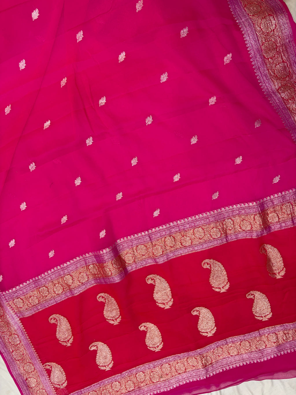 Banarasi khaddi chiffon saree in 3D colour