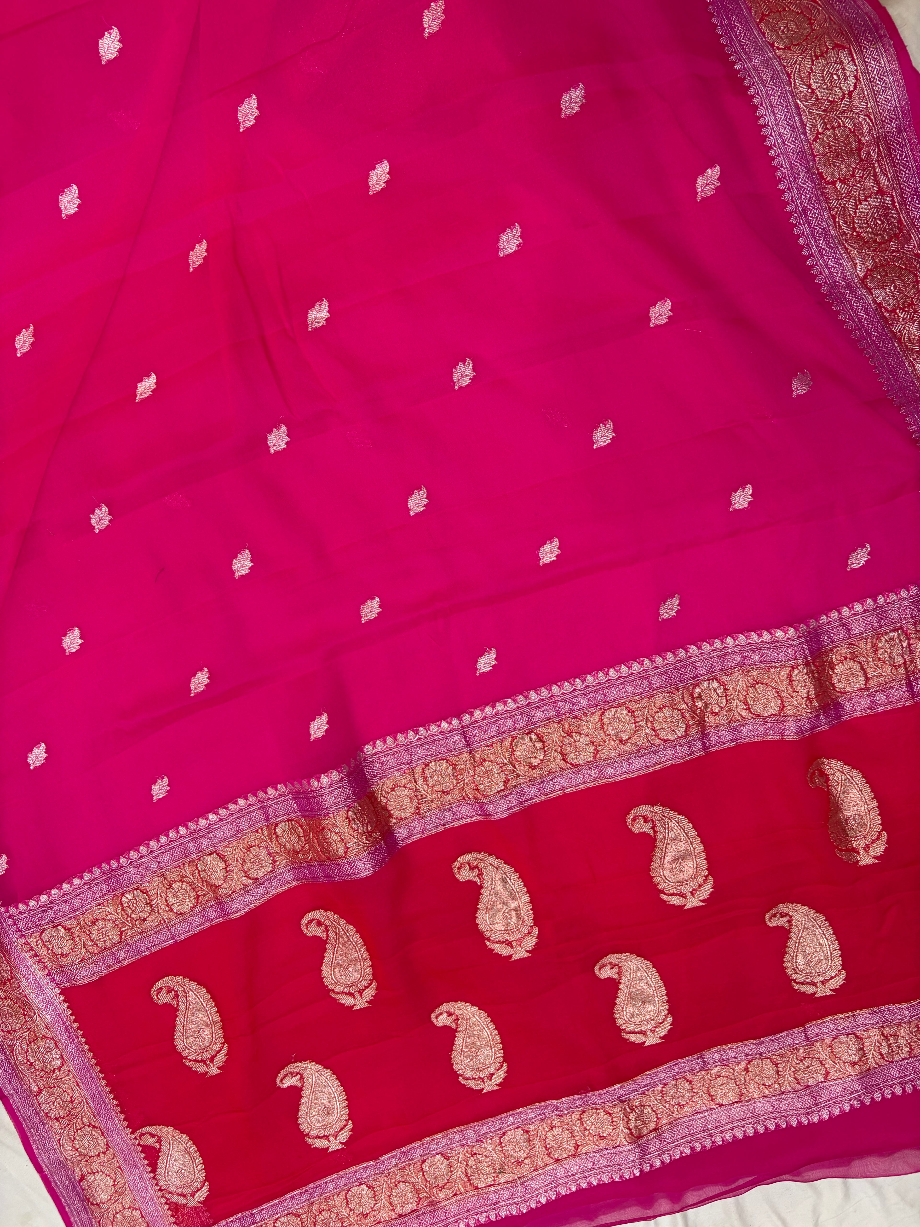 Banarasi khaddi chiffon saree in 3D colour