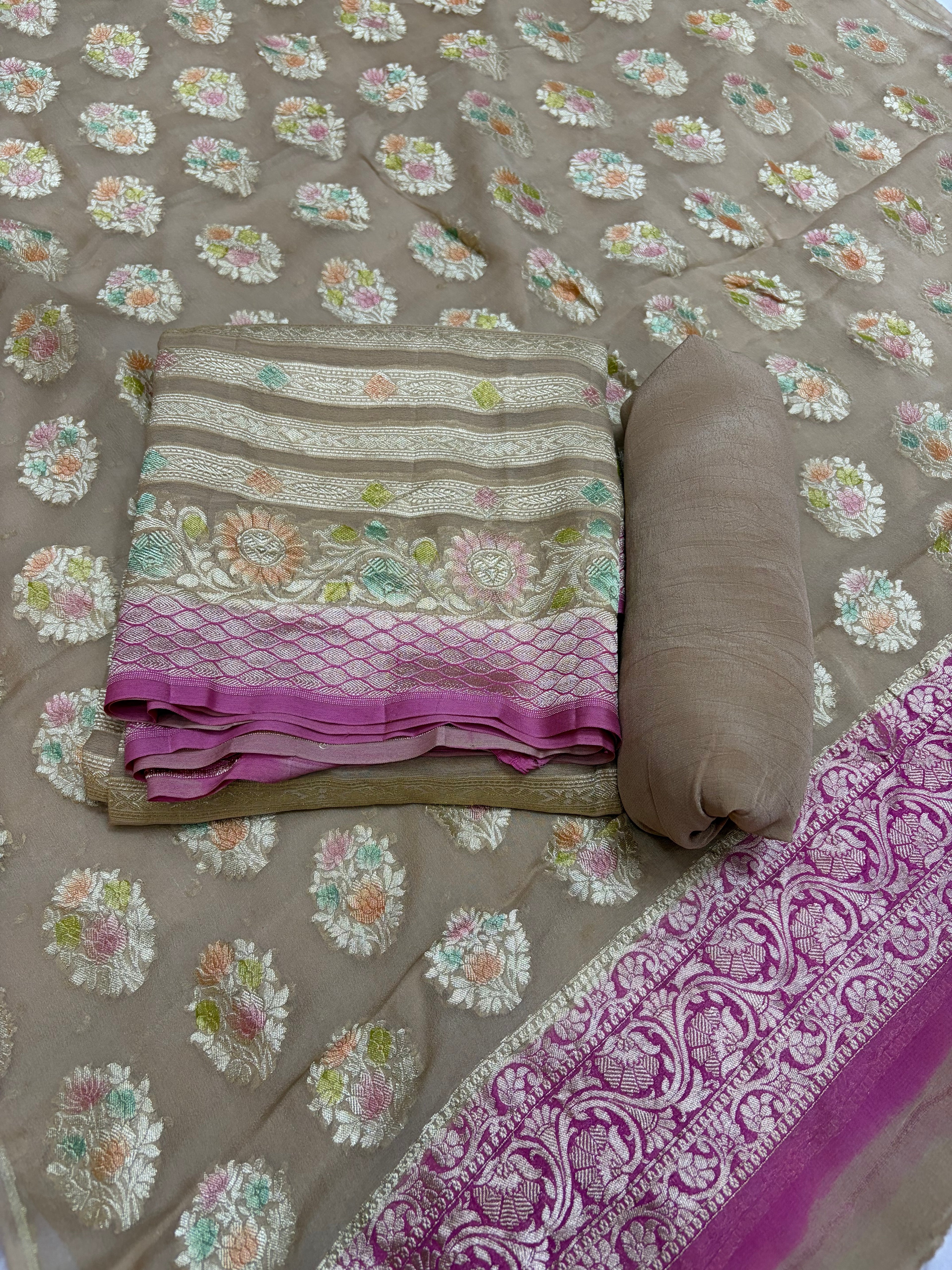 Pure Georgette Hand Brush Suit Set