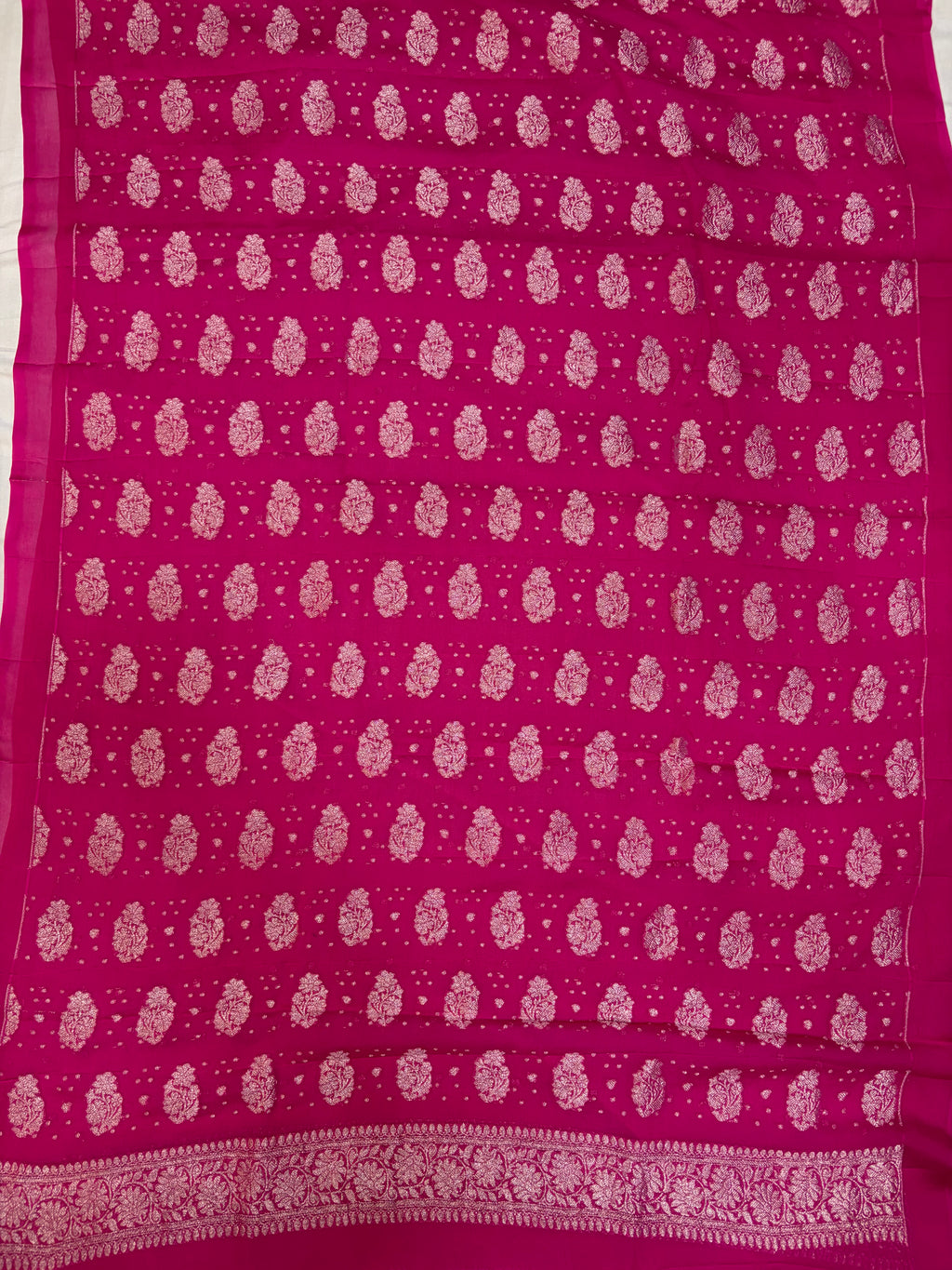 Pure khaddi chiffon suit in magenta  colour