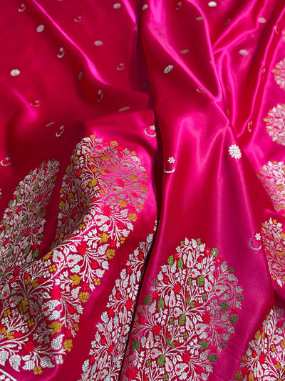 Beautiful Mashru silk saree in Rani pink colour