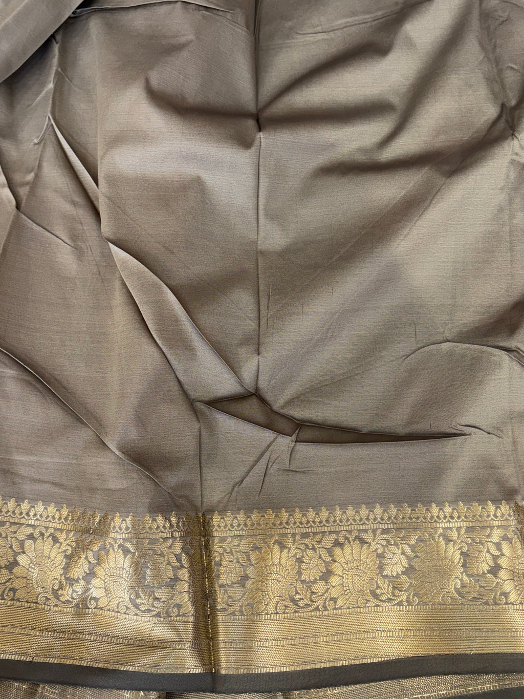Banarasi katan by katan silk saree in dusty grey colour with multiple meenakari work