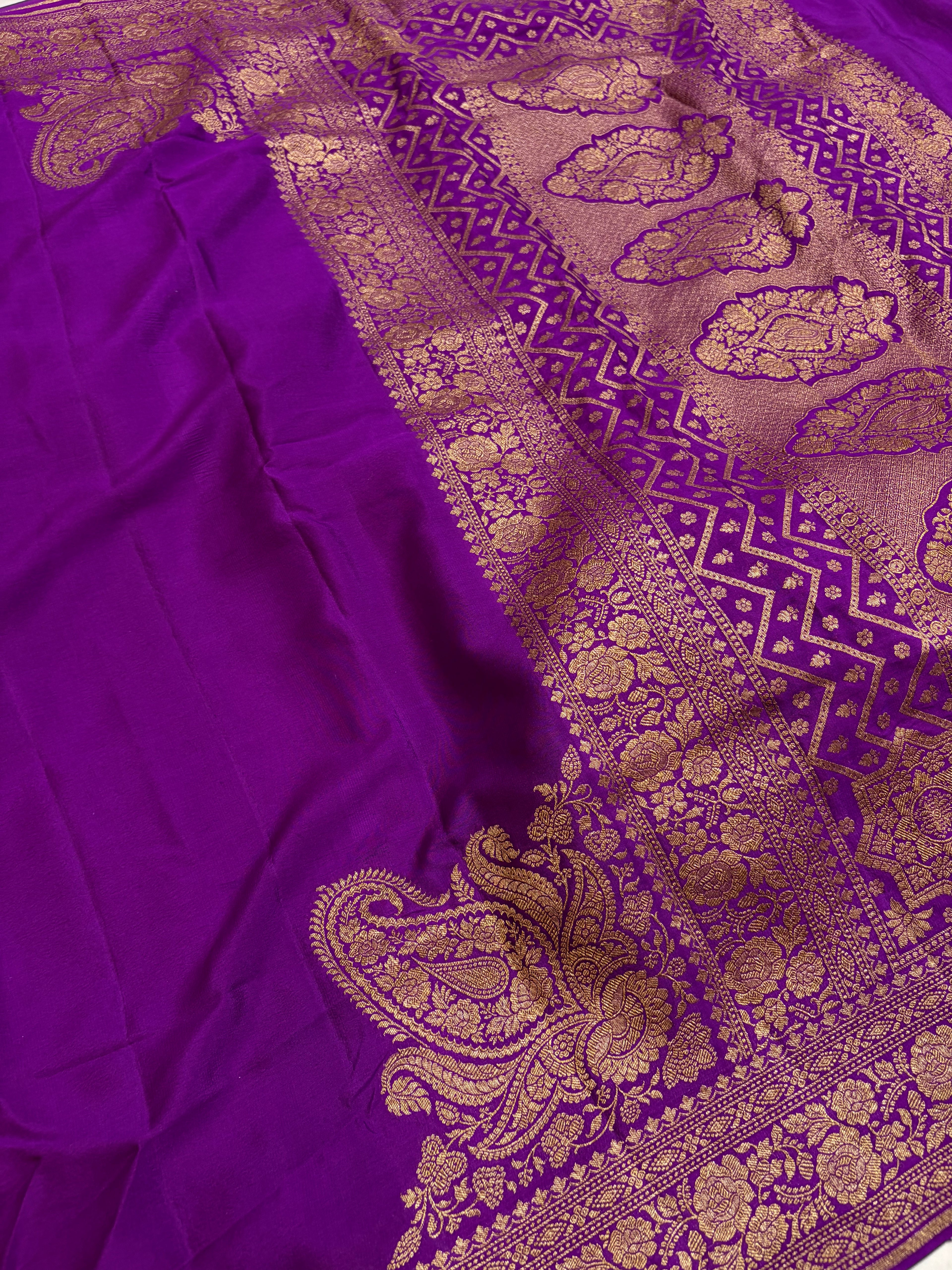 Pure khaddi crepe silk saree in magenta colour