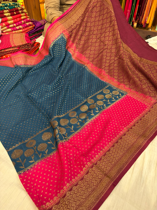 Beautiful Banarasi crepe silk saree