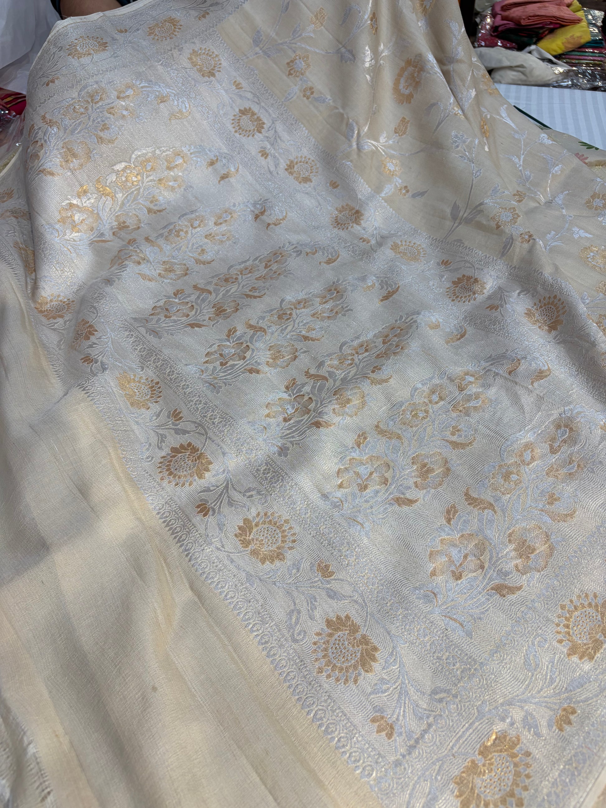Banarasi pure Tussar Georgette silk saree with multiple meenakari work