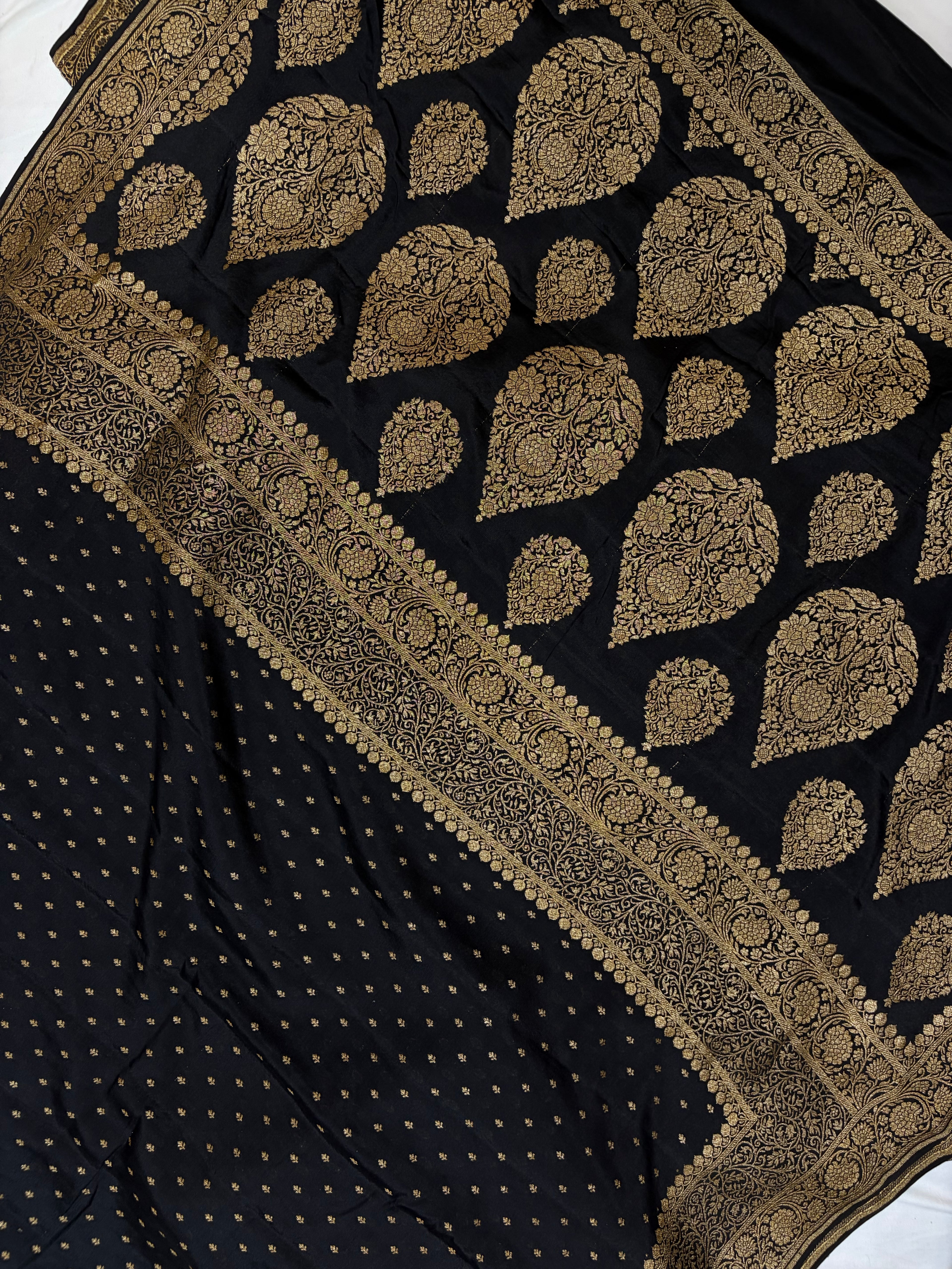 Pure khaddi crepe silk saree in black colour