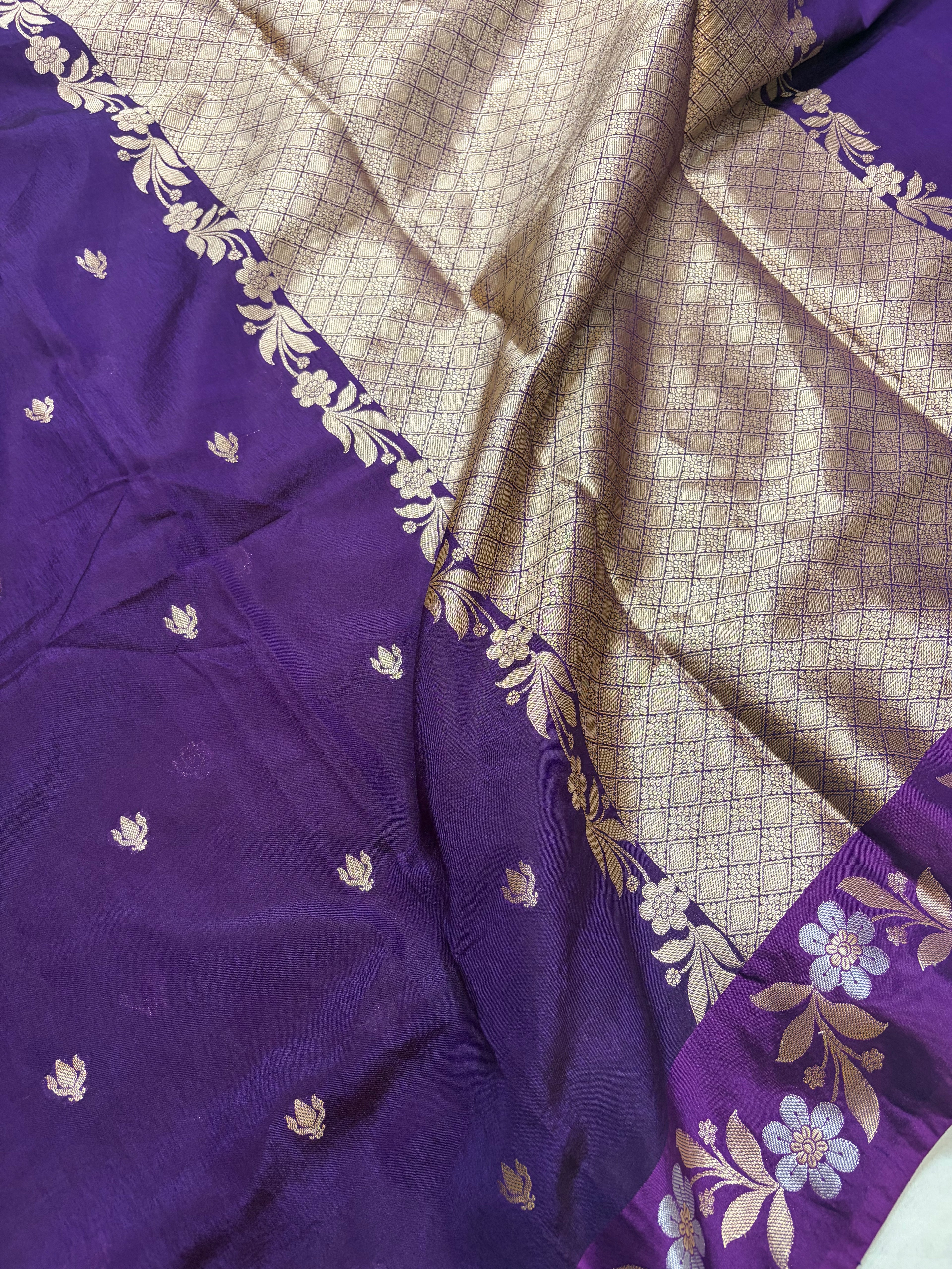 Banarasi mango silk saree in purple colour