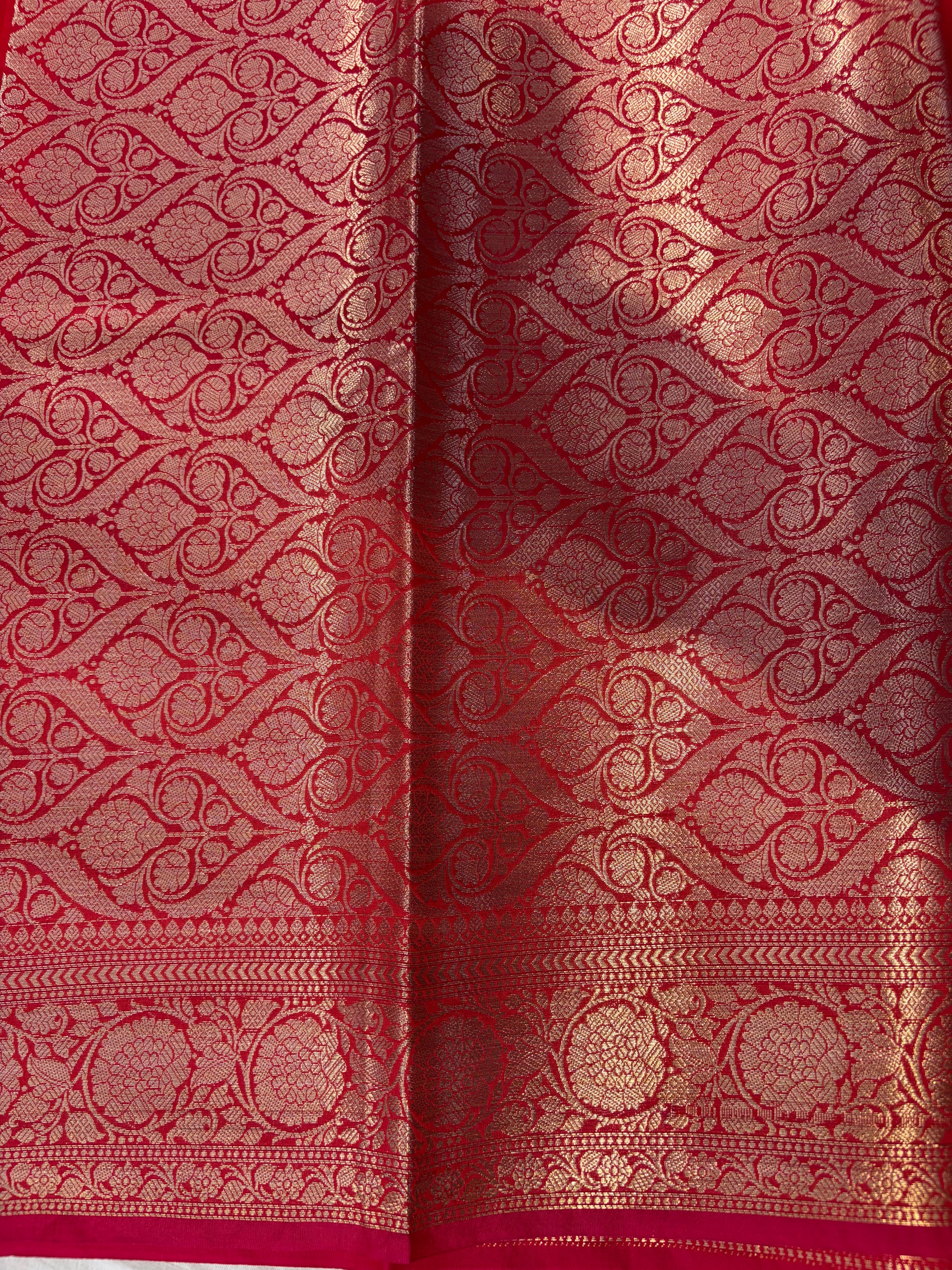 Banarasi mulberry katan silk saree in beautiful Red colour