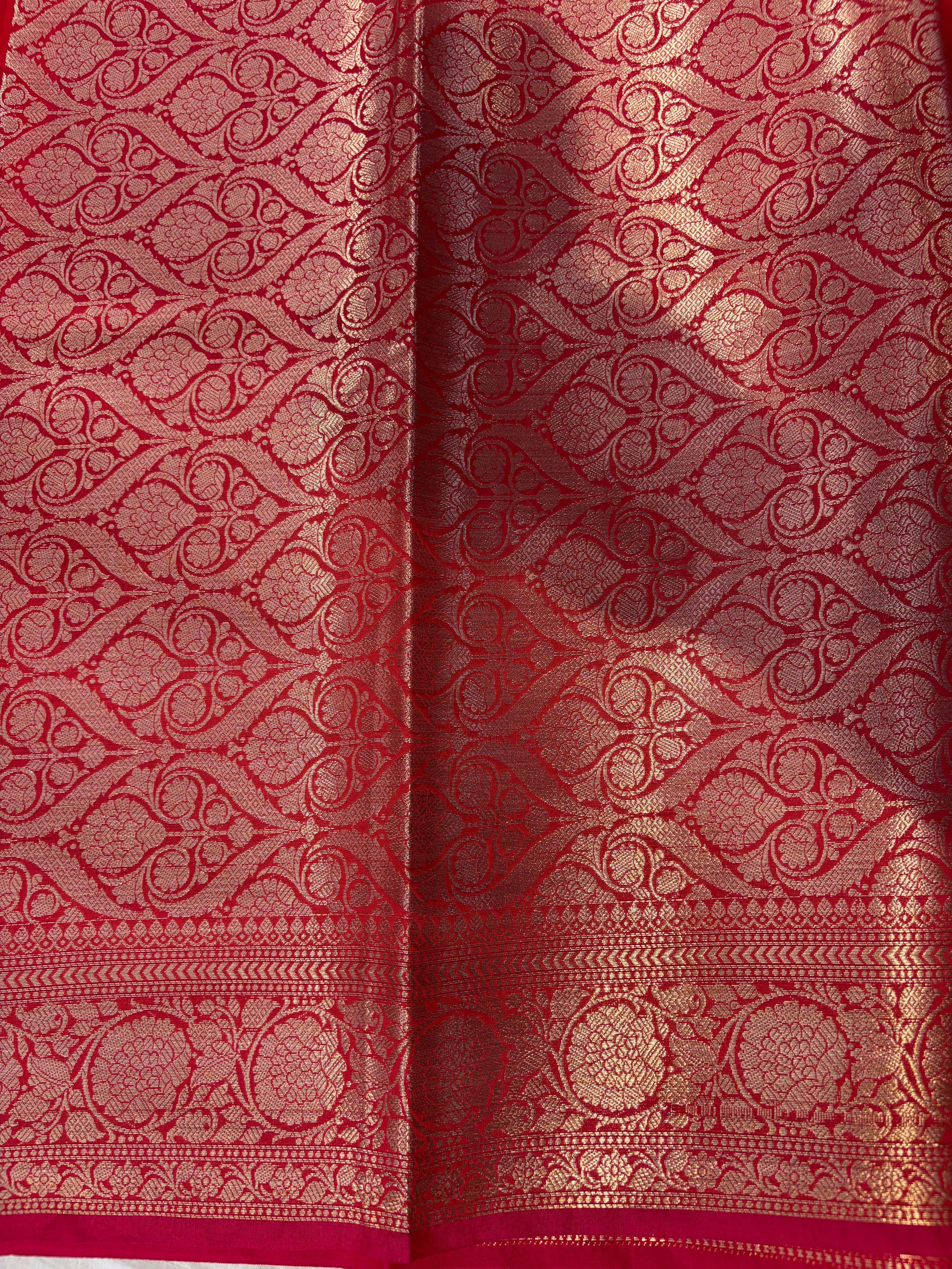 Banarasi mulberry katan silk saree in beautiful Red colour
