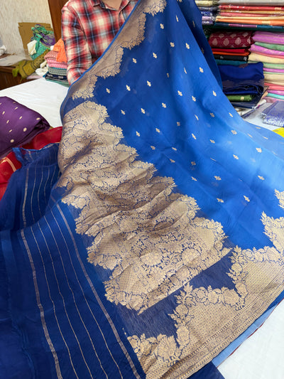 Pure handloom organza silk saree in half half colour