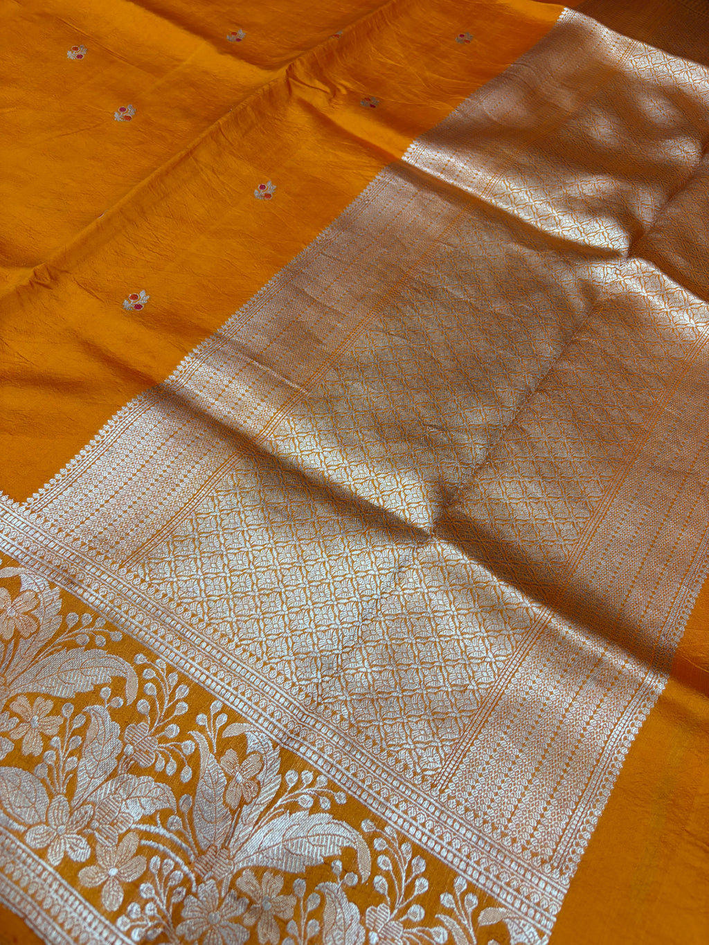 Pure raw mango saree in orange colour