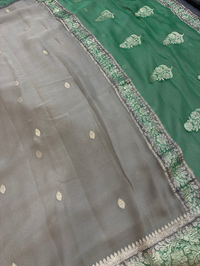 Pure khaddi chiffon saree in 3D shade