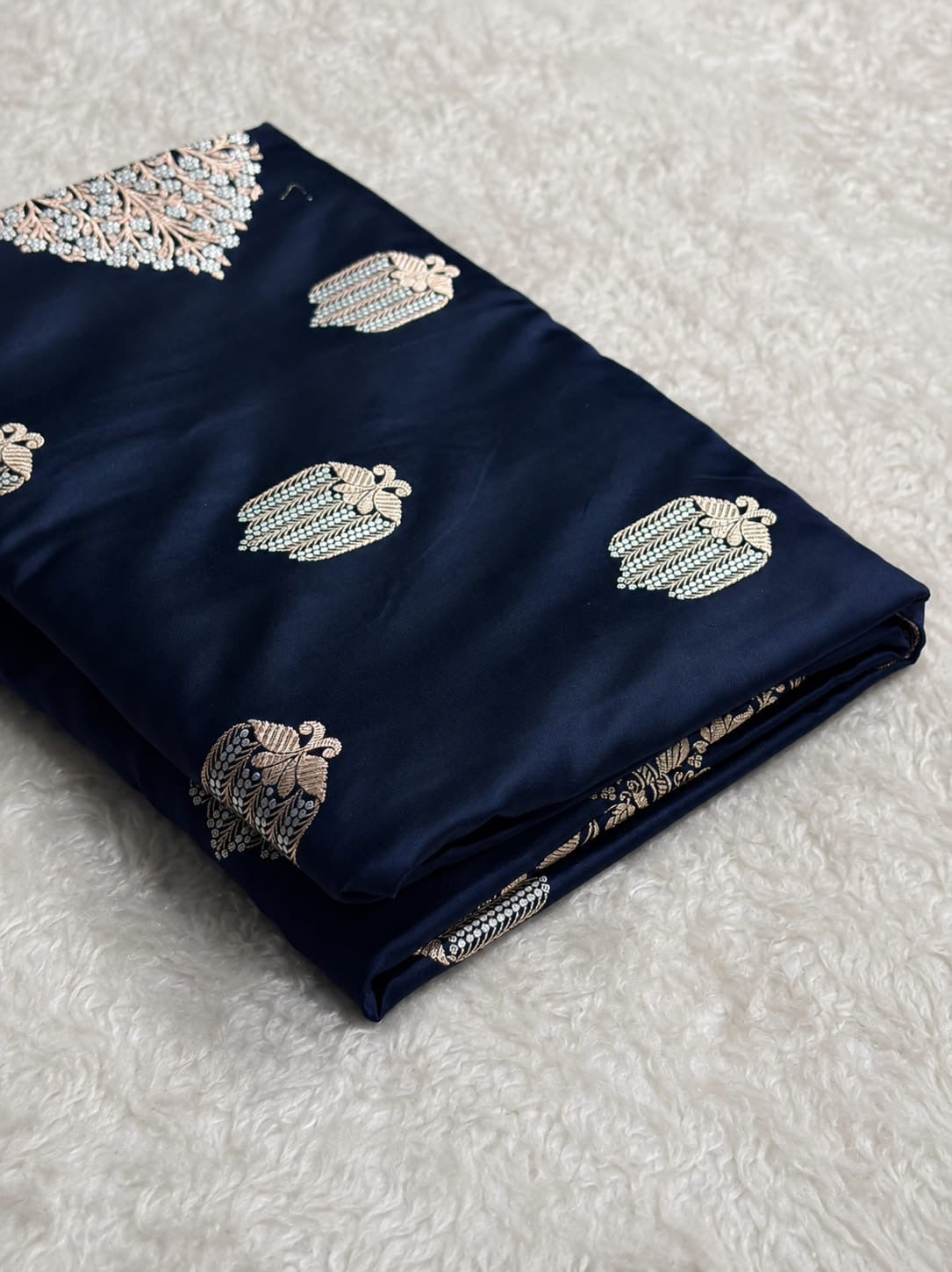 Beautiful Mashru silk saree in navy blue colour