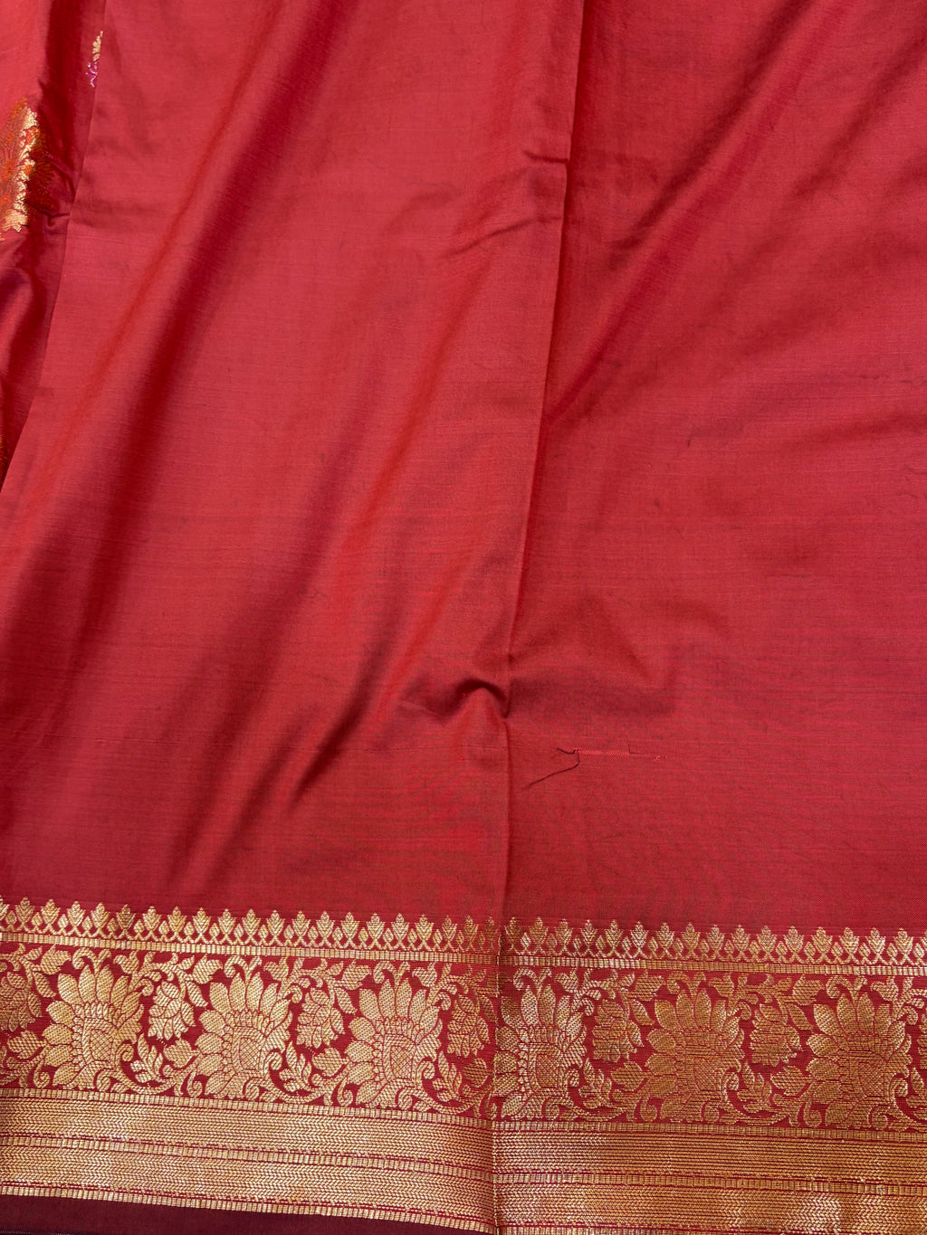 Banarasi katan by katan silk saree in cherry Red colour with multiple meenakari work