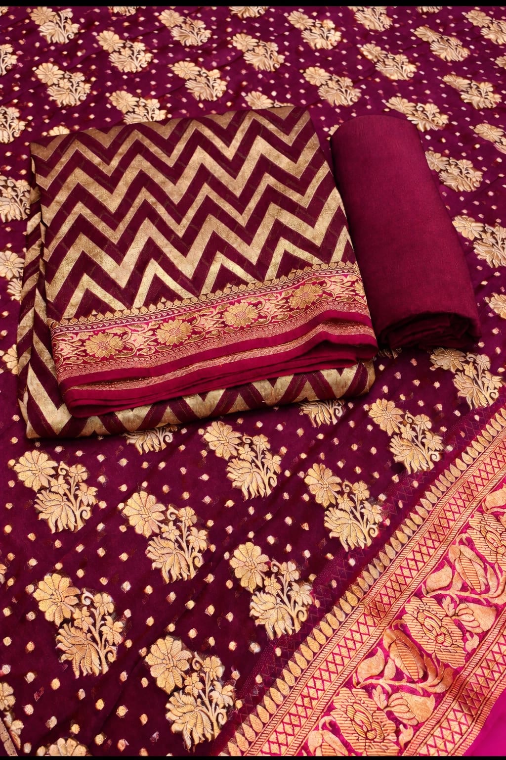 Pure handloom Georgette Suit Set