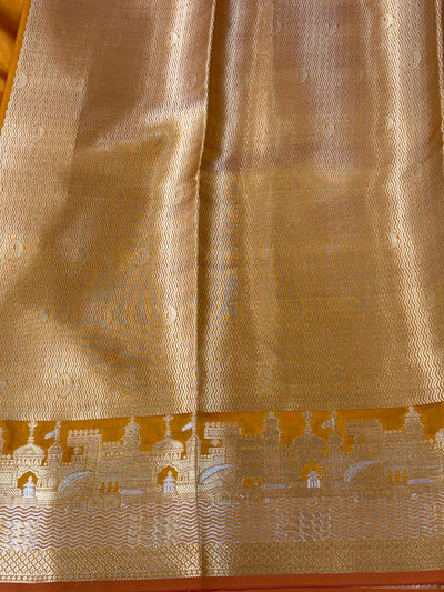 Banarasi soft katan silk saree in orange  colour