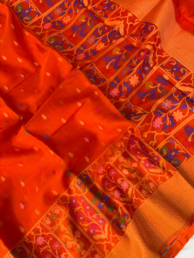 Beautiful pure premium kora jamdani saree