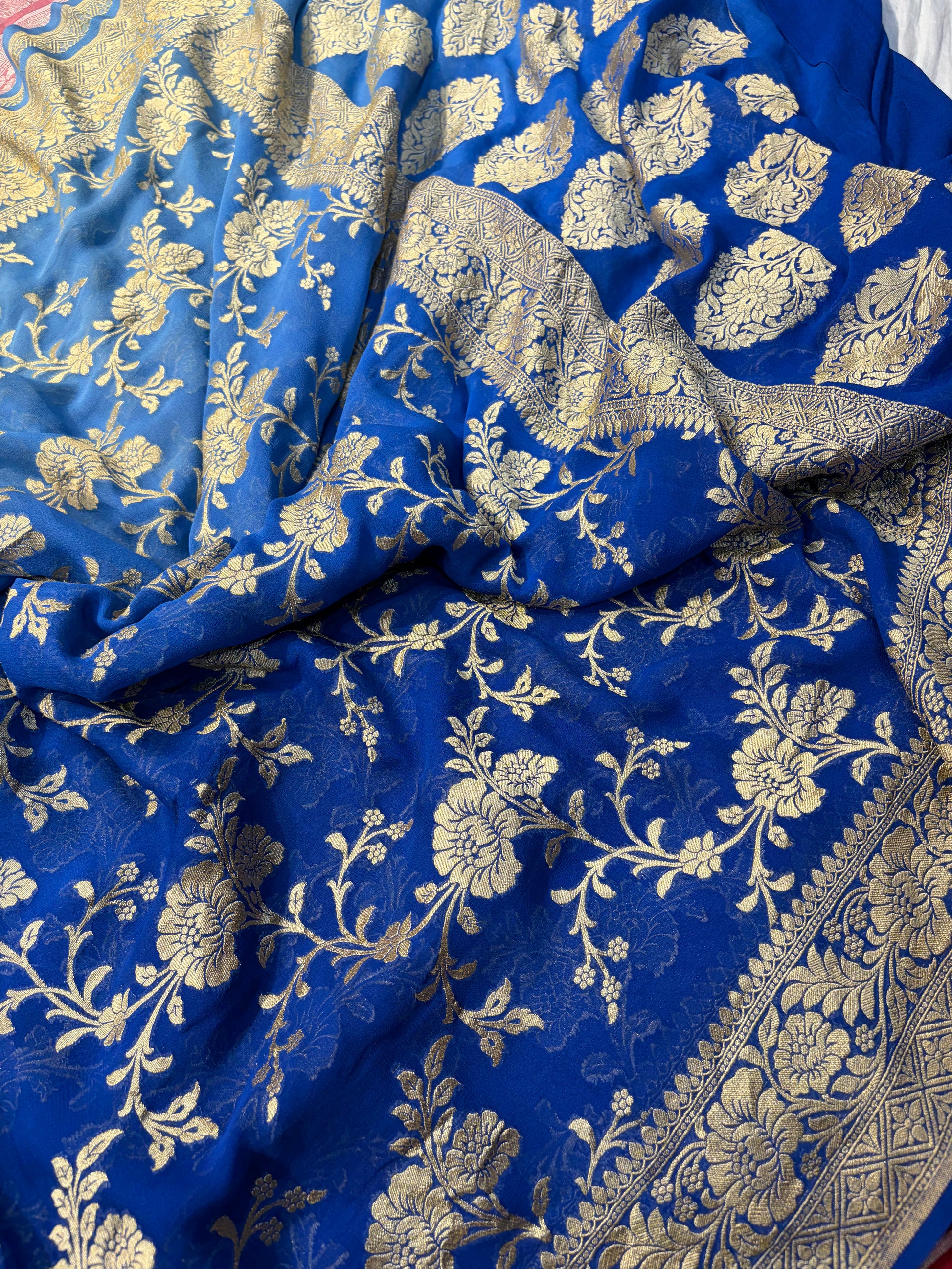 Premium Pure georgette silk sarees in beautiful dual colour shade