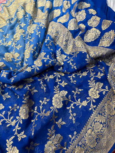 Premium Pure georgette silk sarees in beautiful dual colour shade