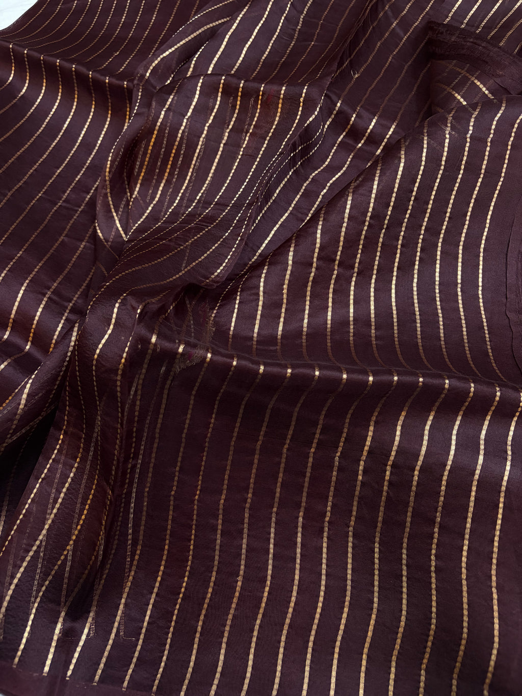 Pure handloom organza silk saree in dark brown colour