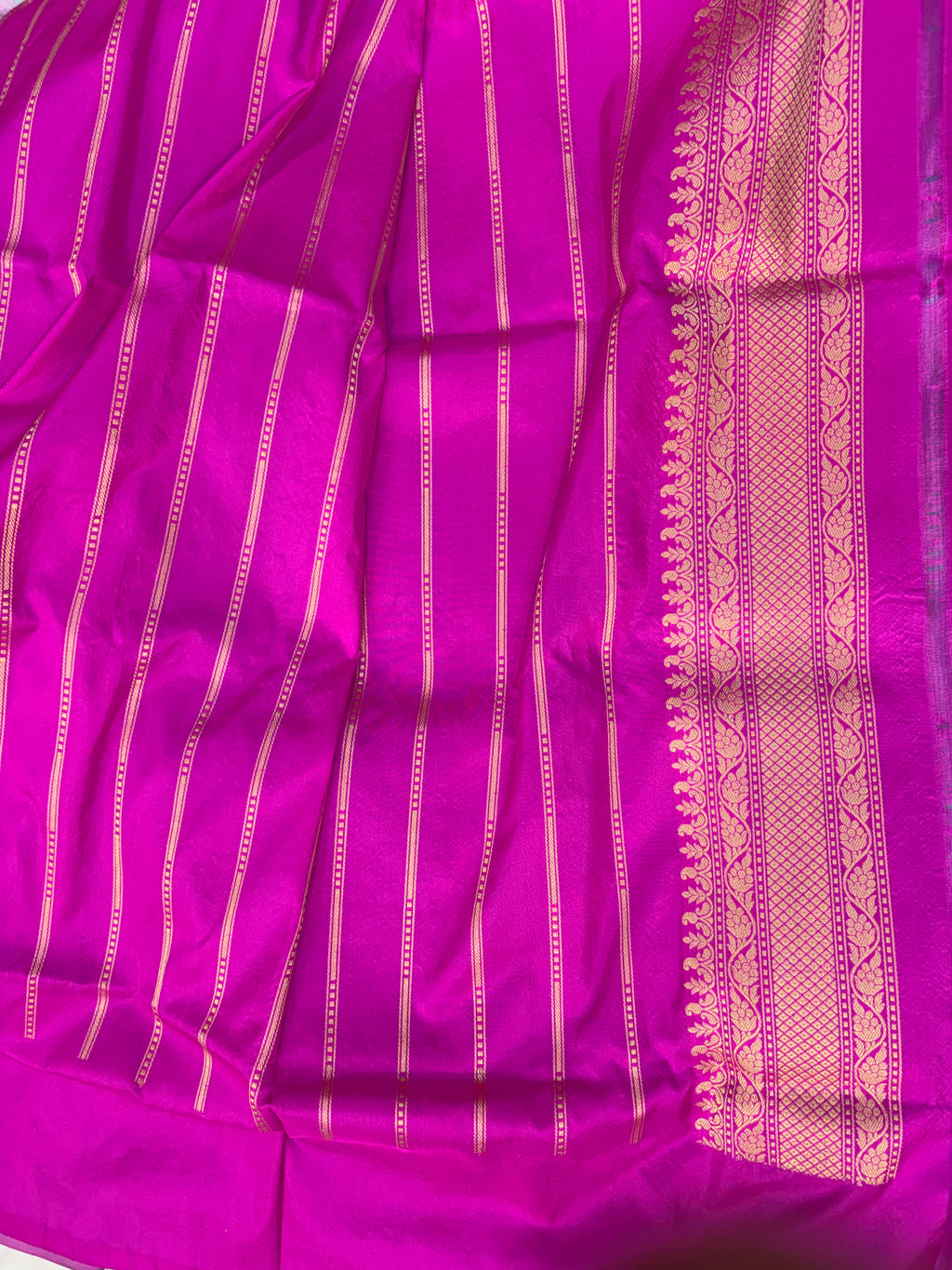 Pure katan tissue silk saree in gold colour with multiple meenakari work