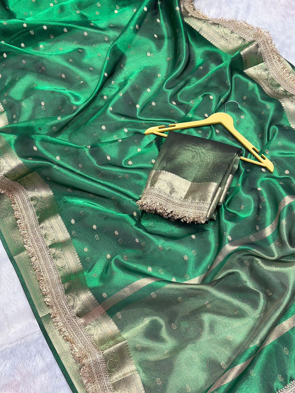 BANARASI SOFT TISSUE SILK SAREE WITH PREMIUM DOUBLE LACE WORK