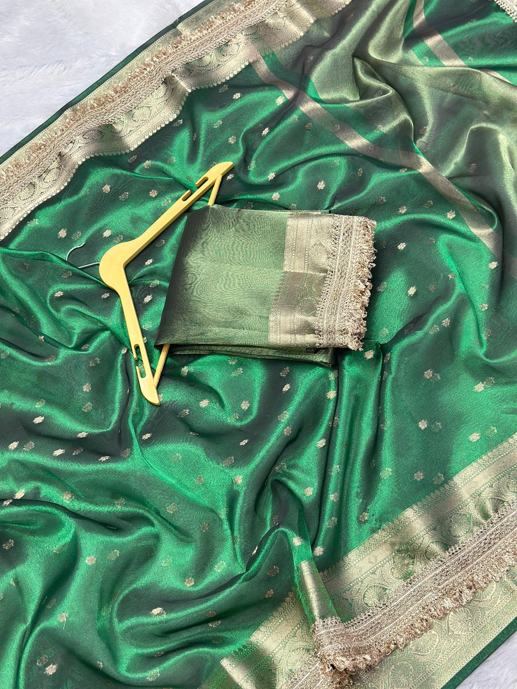 BANARASI SOFT TISSUE SILK SAREE WITH PREMIUM DOUBLE LACE WORK