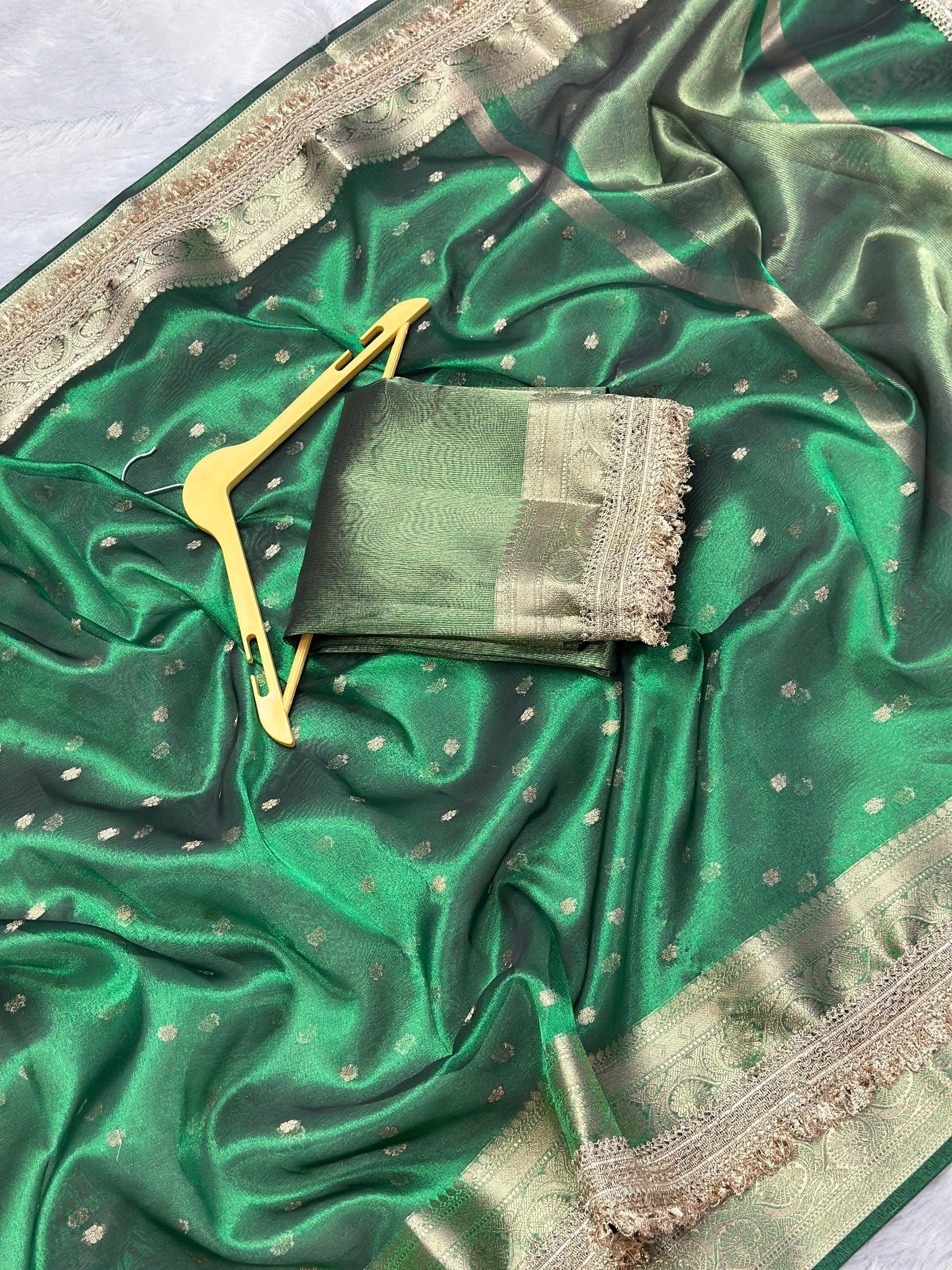 BANARASI SOFT TISSUE SILK SAREE WITH PREMIUM DOUBLE LACE WORK