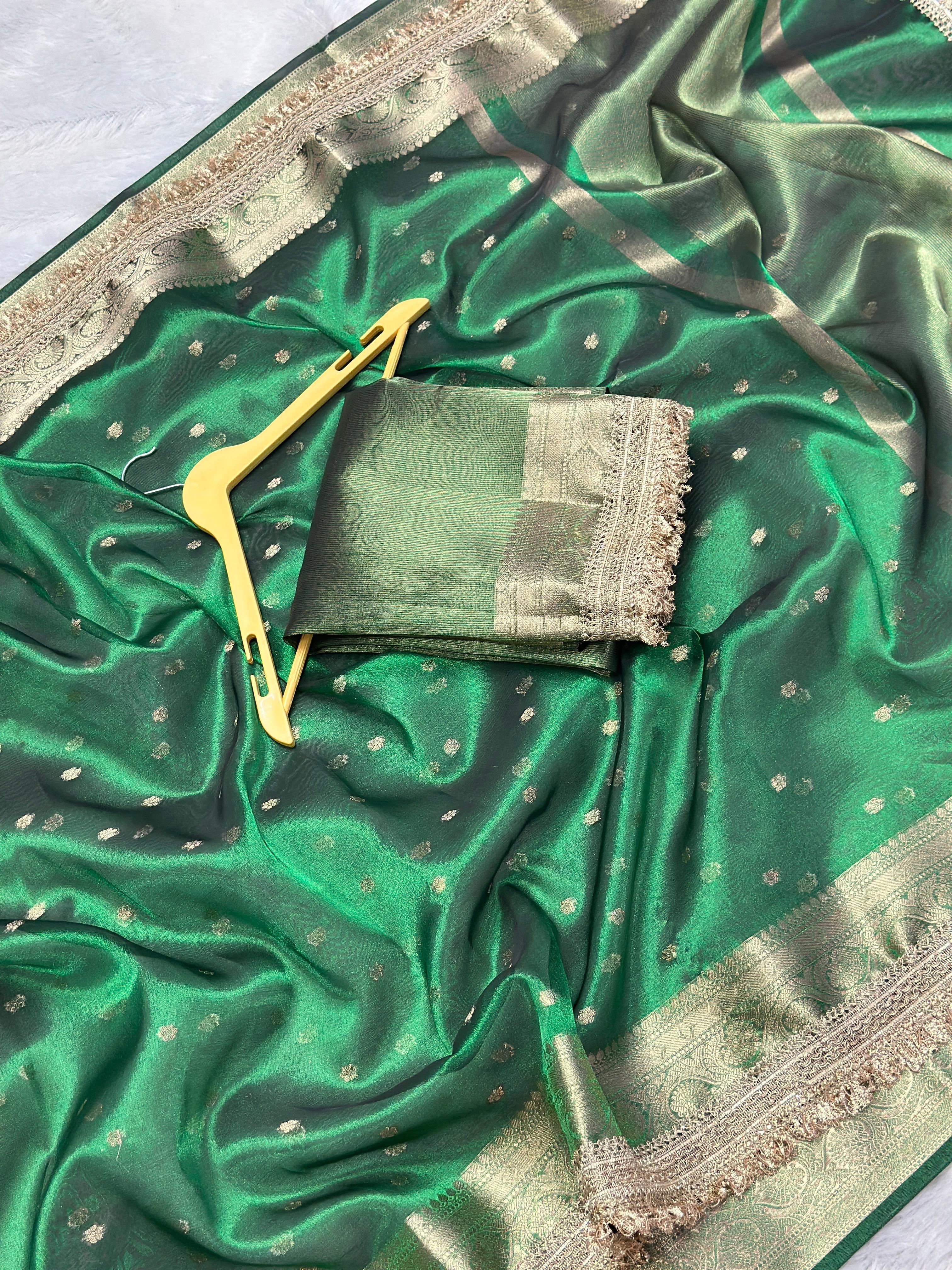 BANARASI SOFT TISSUE SILK SAREE WITH PREMIUM DOUBLE LACE WORK