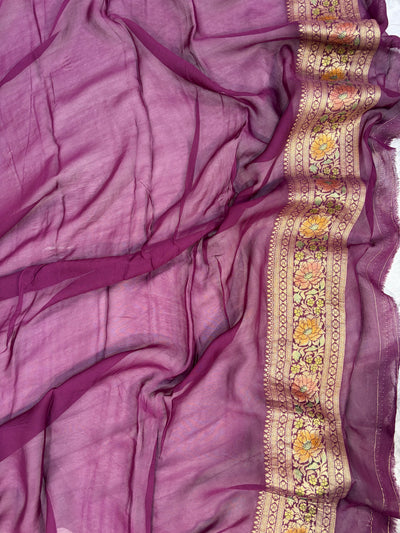 Beautiful Wine colour georgette silk saree