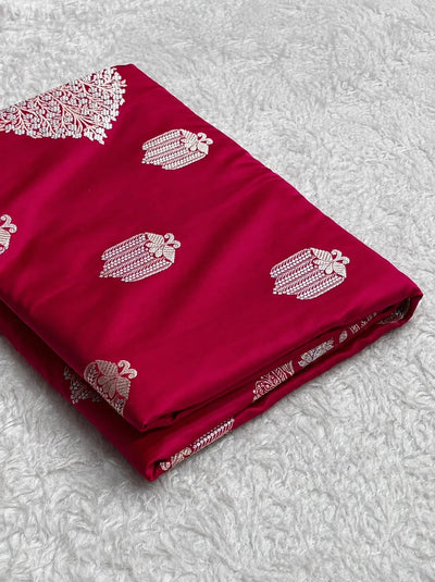 Beautiful Mashru silk saree in Rani pink colour
